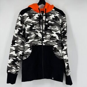 American Giant Mens Camo Full Zip Hoodie Black Gray Orange Small M1-1A-1-BWCV22